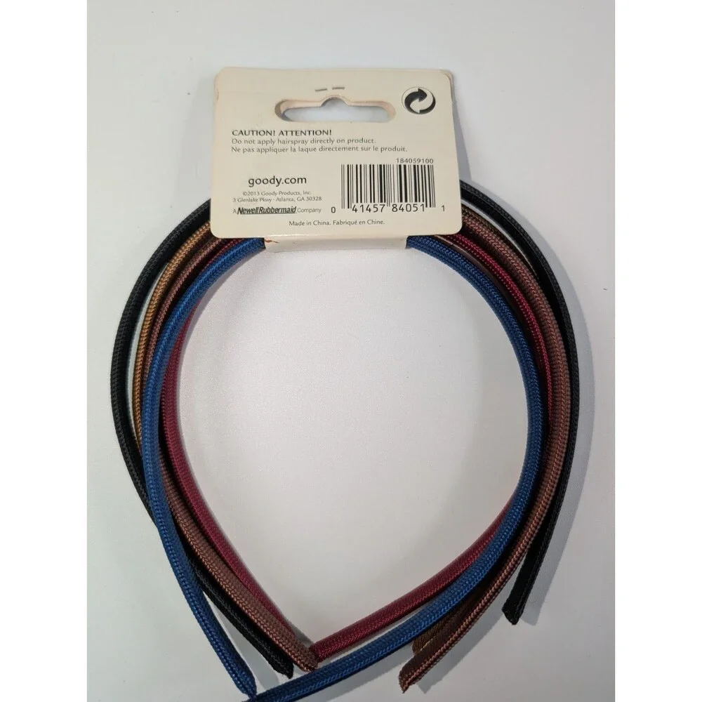 Goody Cloth Adult Hairbands 5 Count Assorted Colors Shoestring Headbands #84051 - Picture 2 of 4